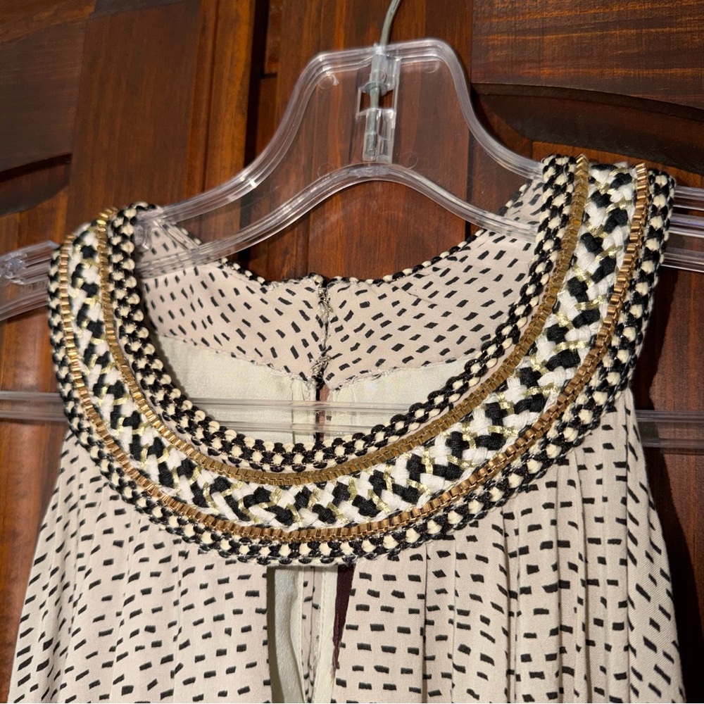 Anthropology Ranna Gill Cream Halter Maxi Dress with Black Floral Embroidery XS - Picture 5 of 12